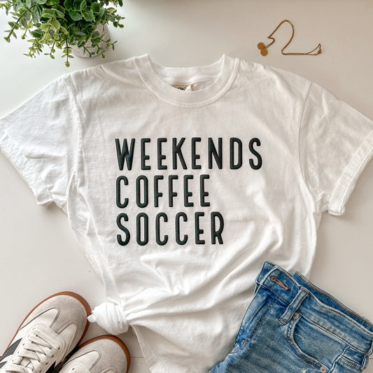 Weekends Coffee Soccer PUFF Tshirt