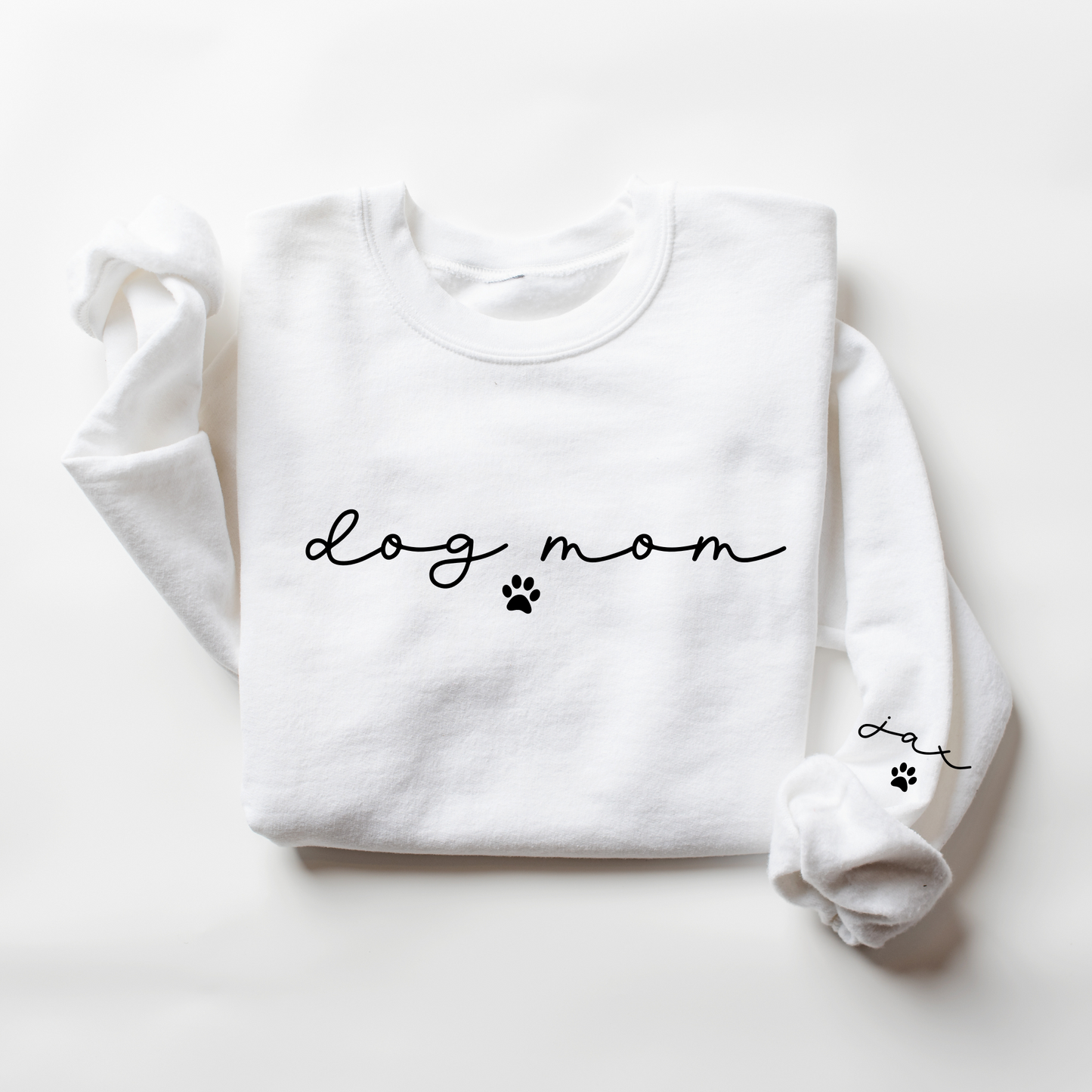 Dog Mom Sweatshirt with Pets name on Sleeve