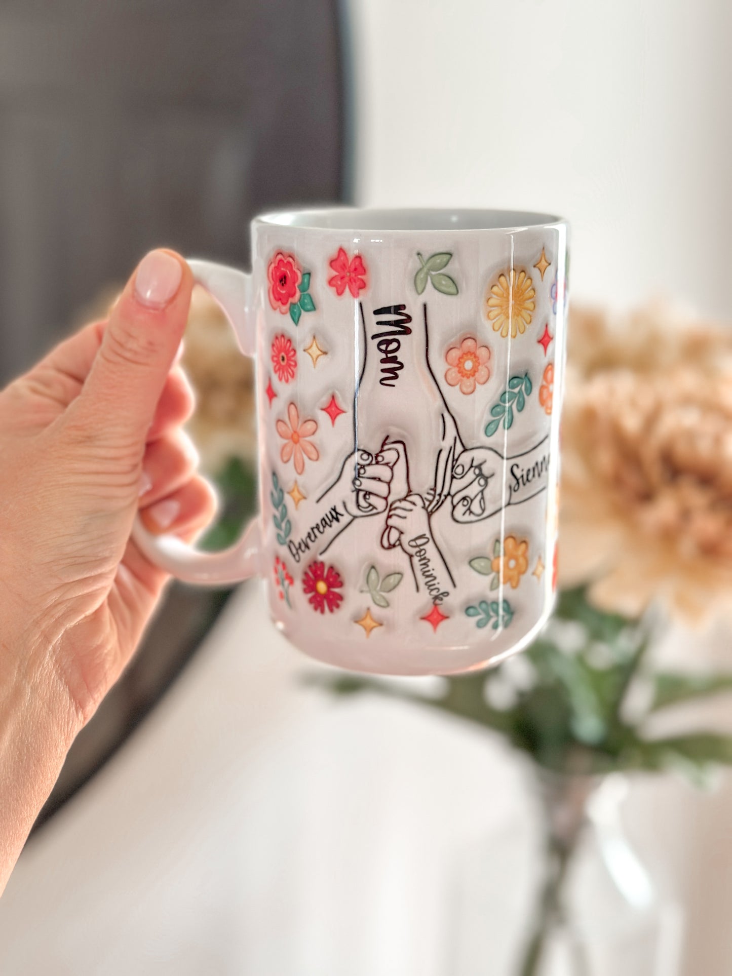 Personalized holding Moms Hand Mug