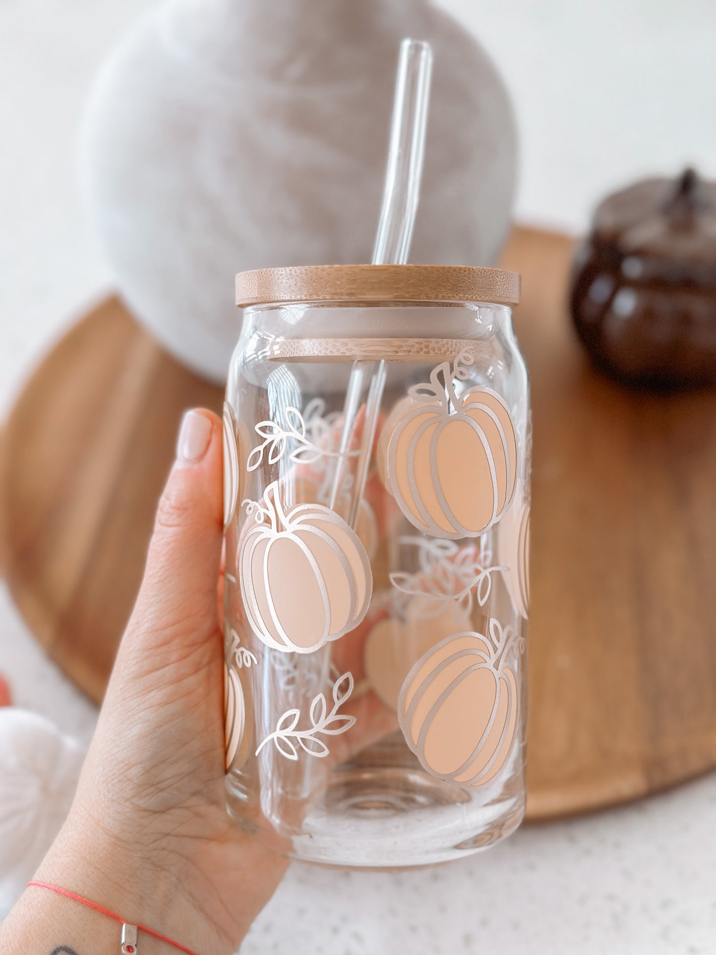 Boho Pumpkin Glass Tumbler