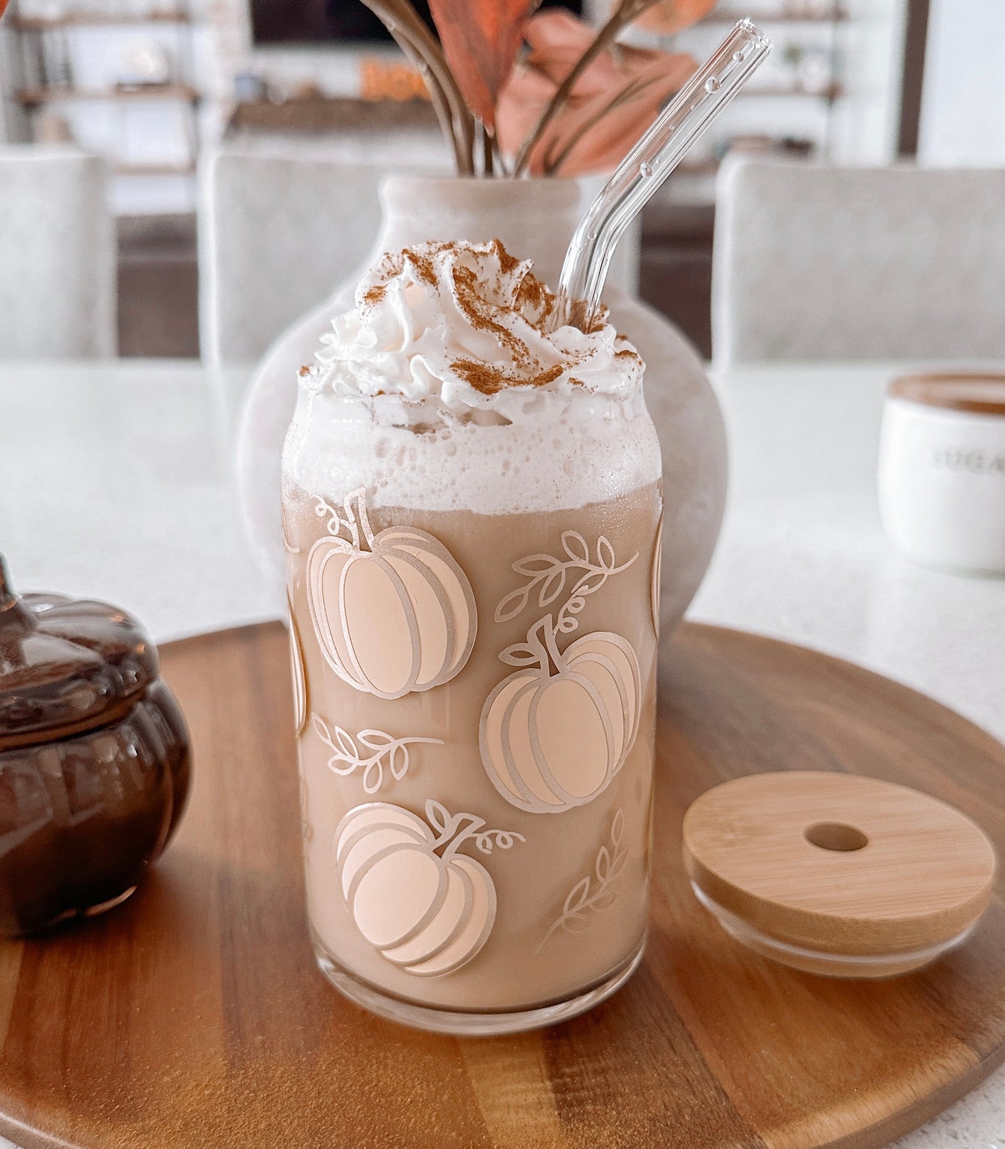 Boho Pumpkin Glass Tumbler