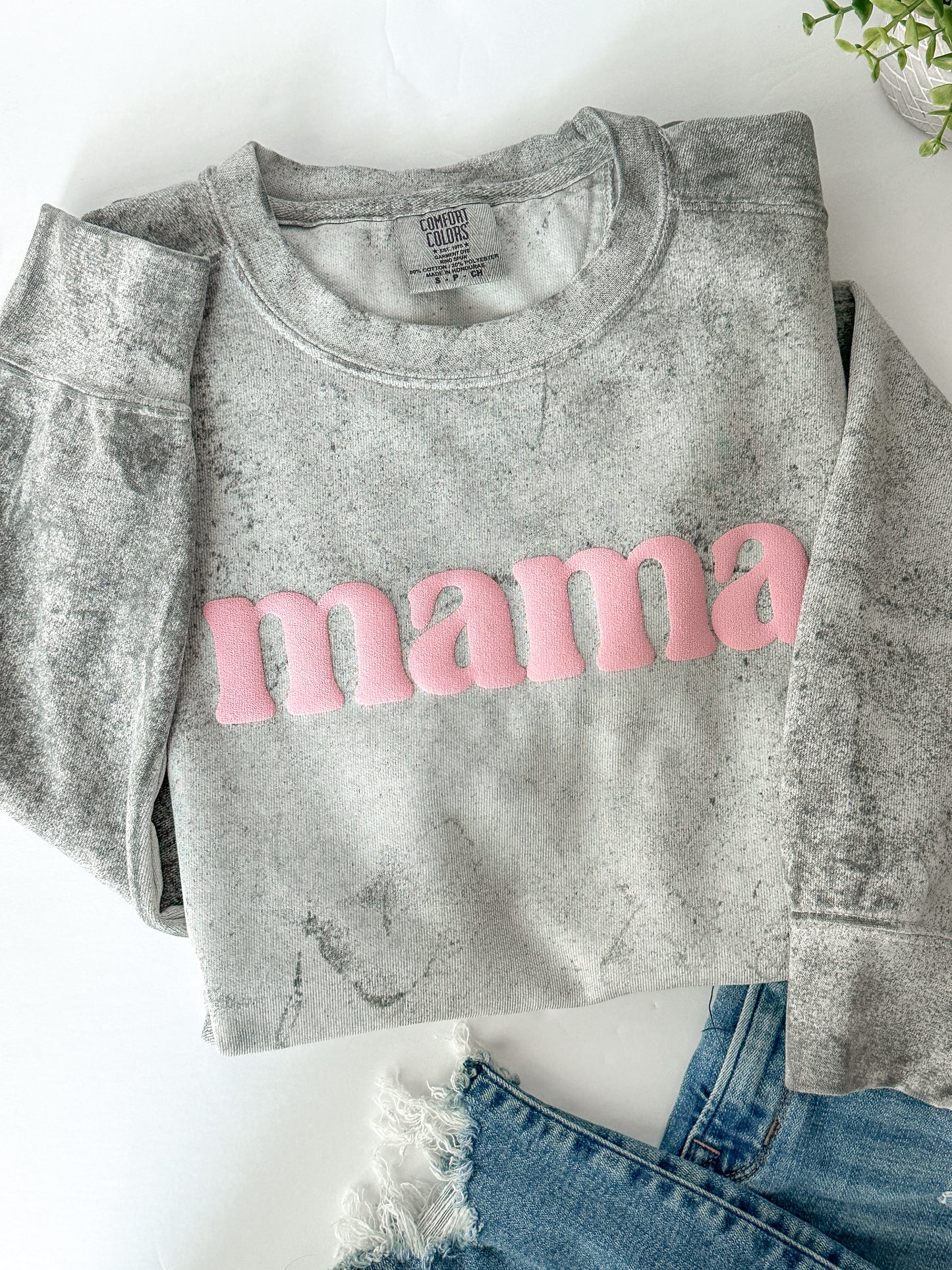 Puffy mama Sweatshirt Comfort Colors Smokey