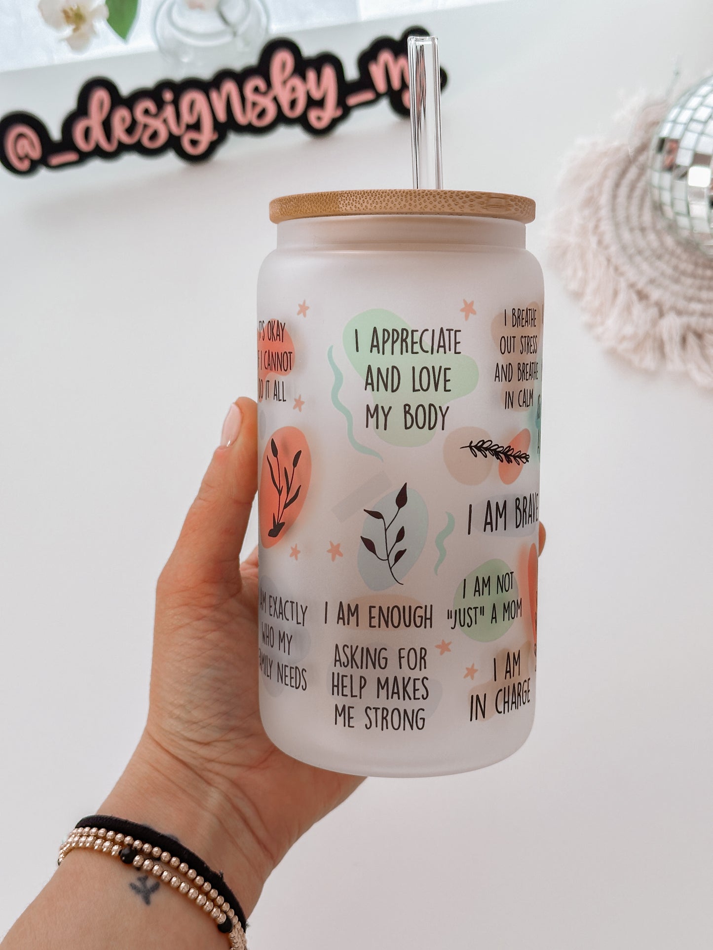 Mom Daily Affirmation Glass Tumbler