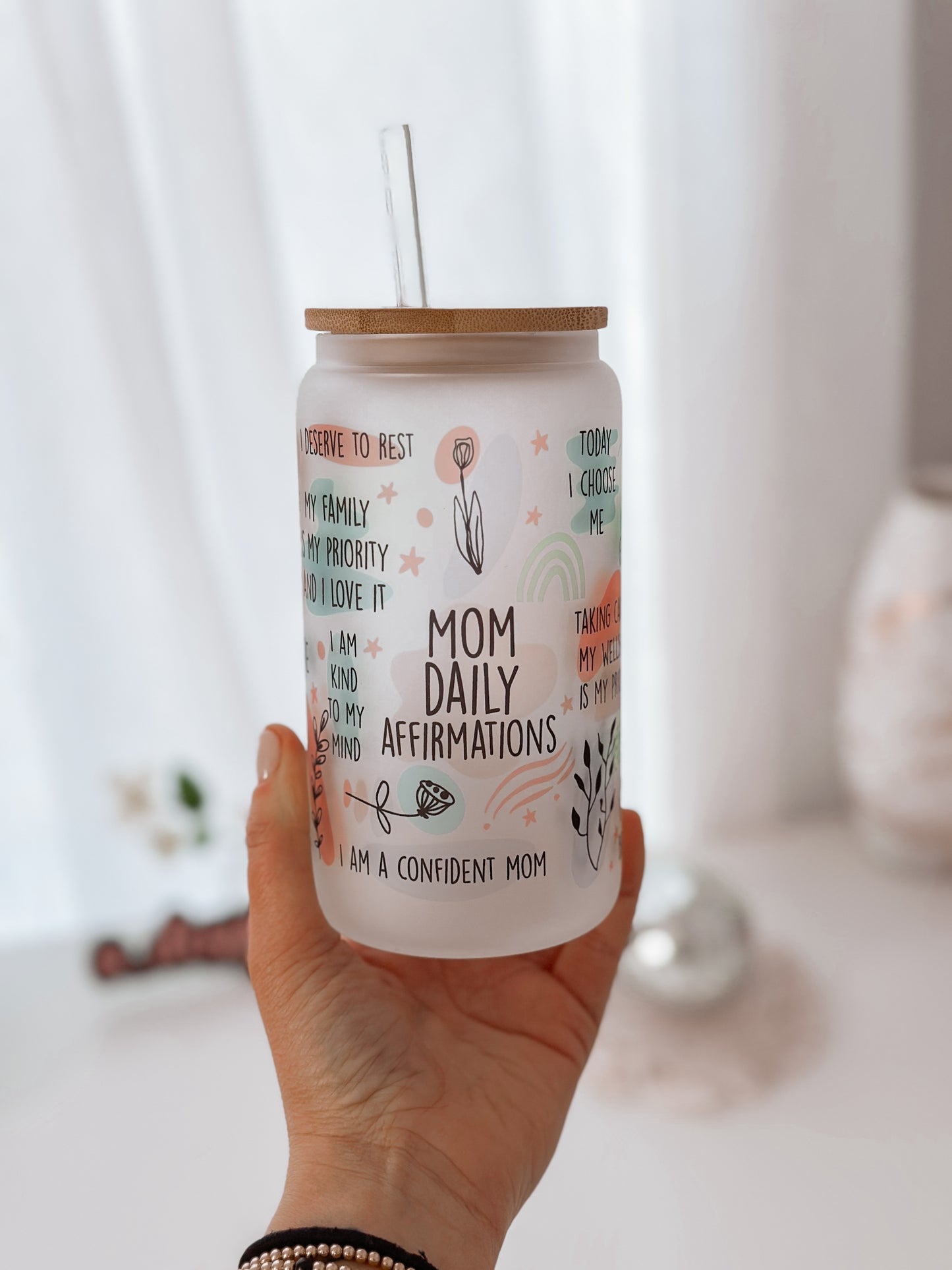 Mom Daily Affirmation Glass Tumbler