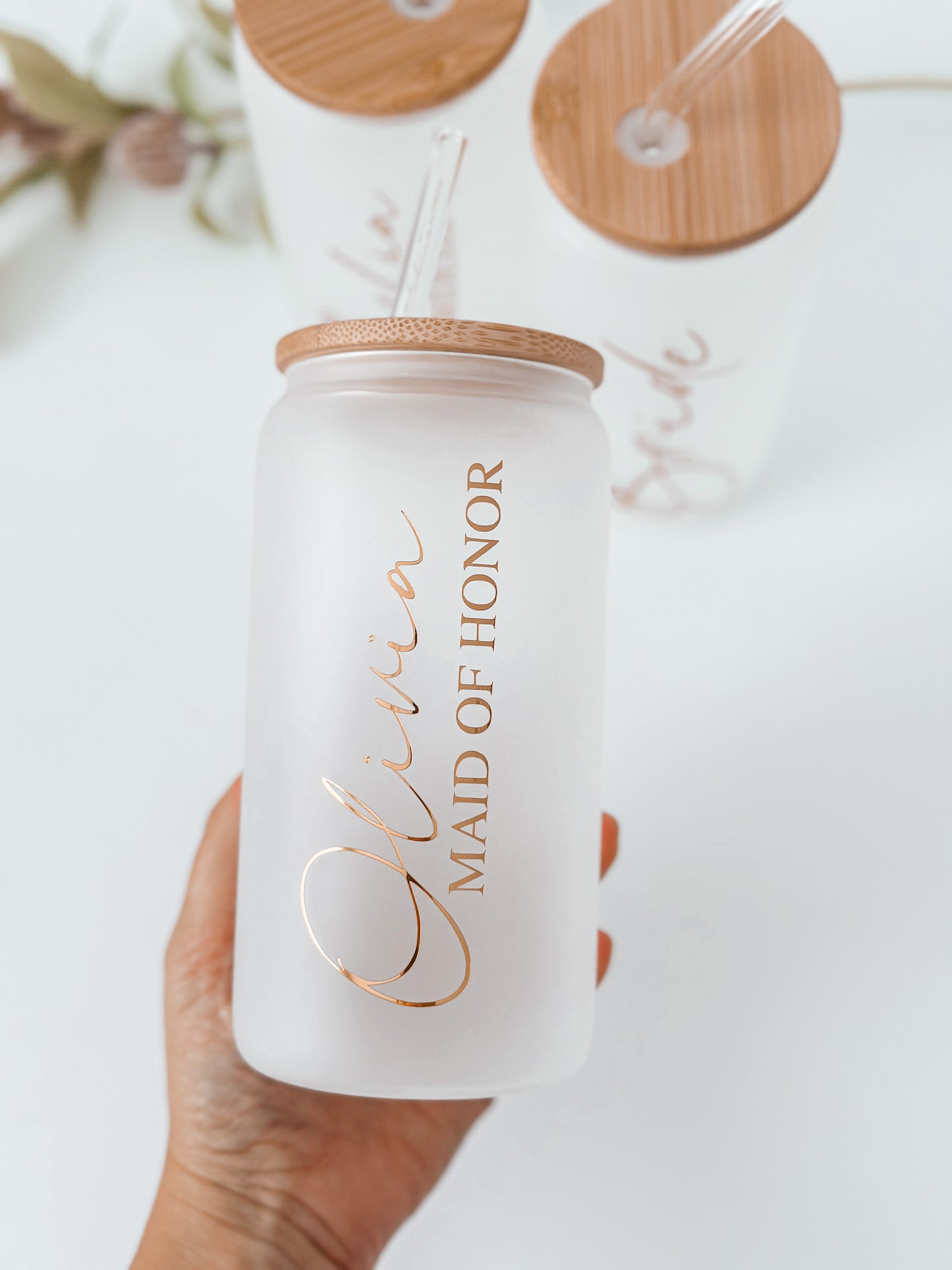 Personalized Bridesmaid Glass Tumblers