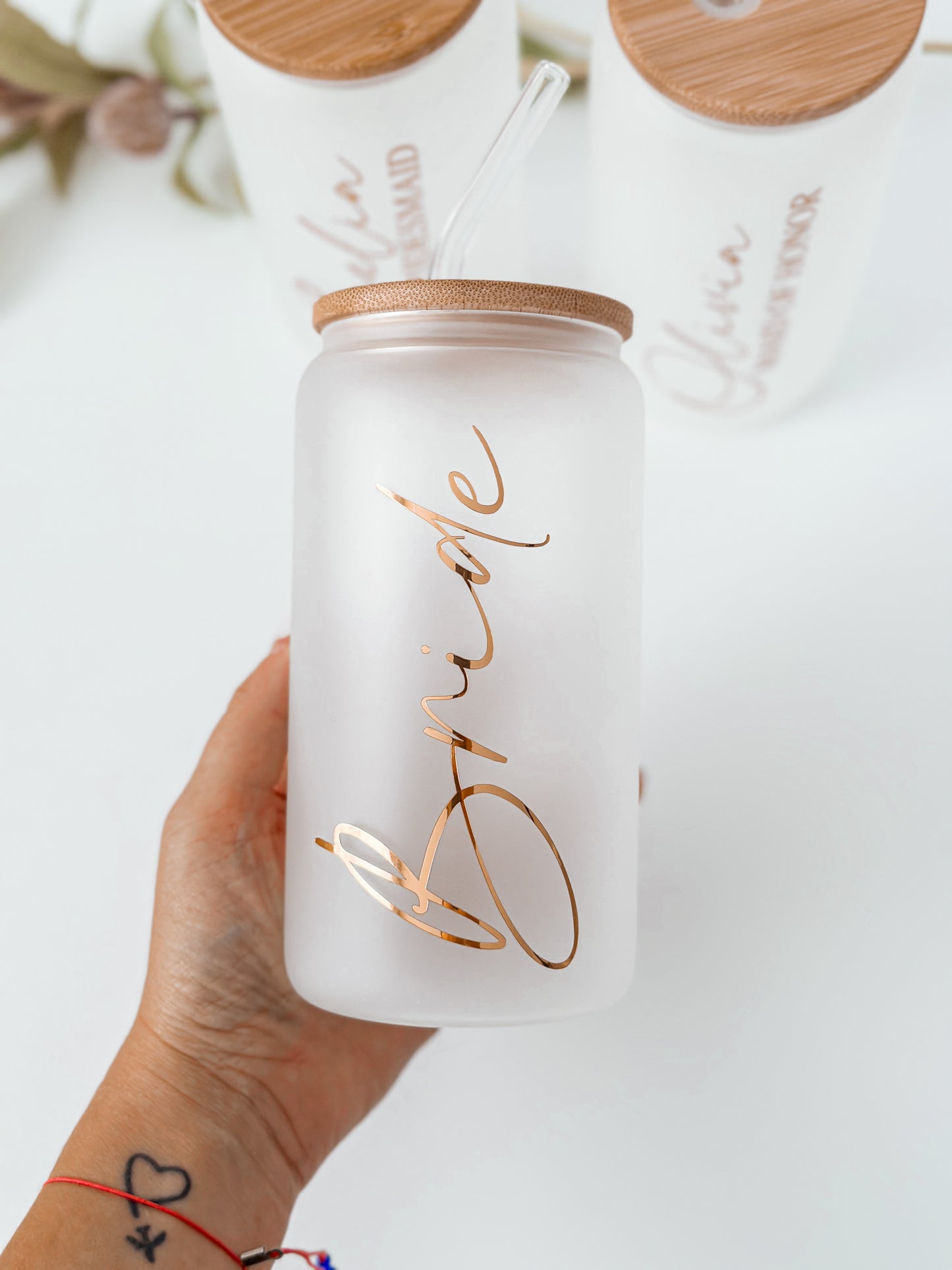 Personalized Bridesmaid Glass Tumblers