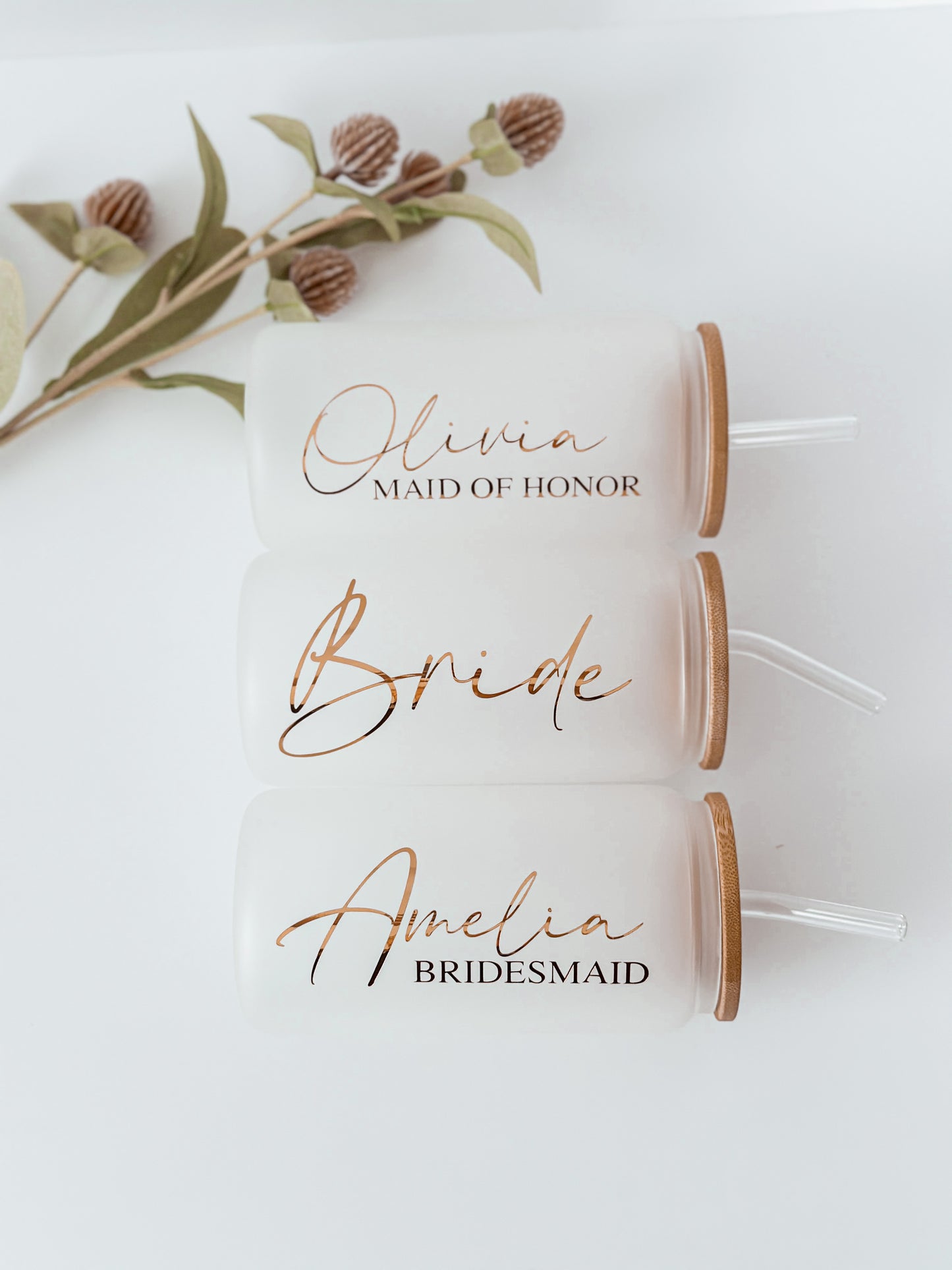 Personalized Bridesmaid Glass Tumblers