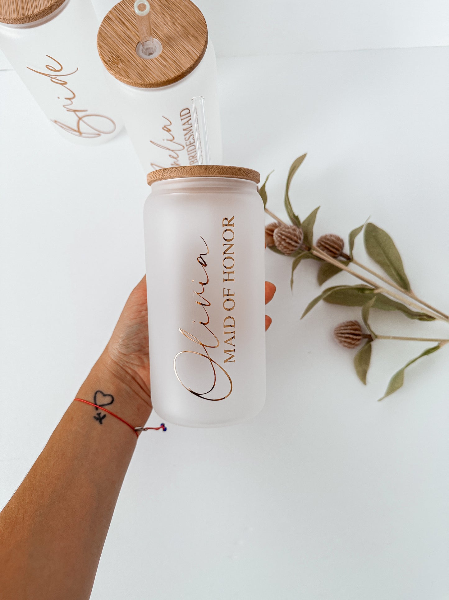 Personalized Bridesmaid Glass Tumblers