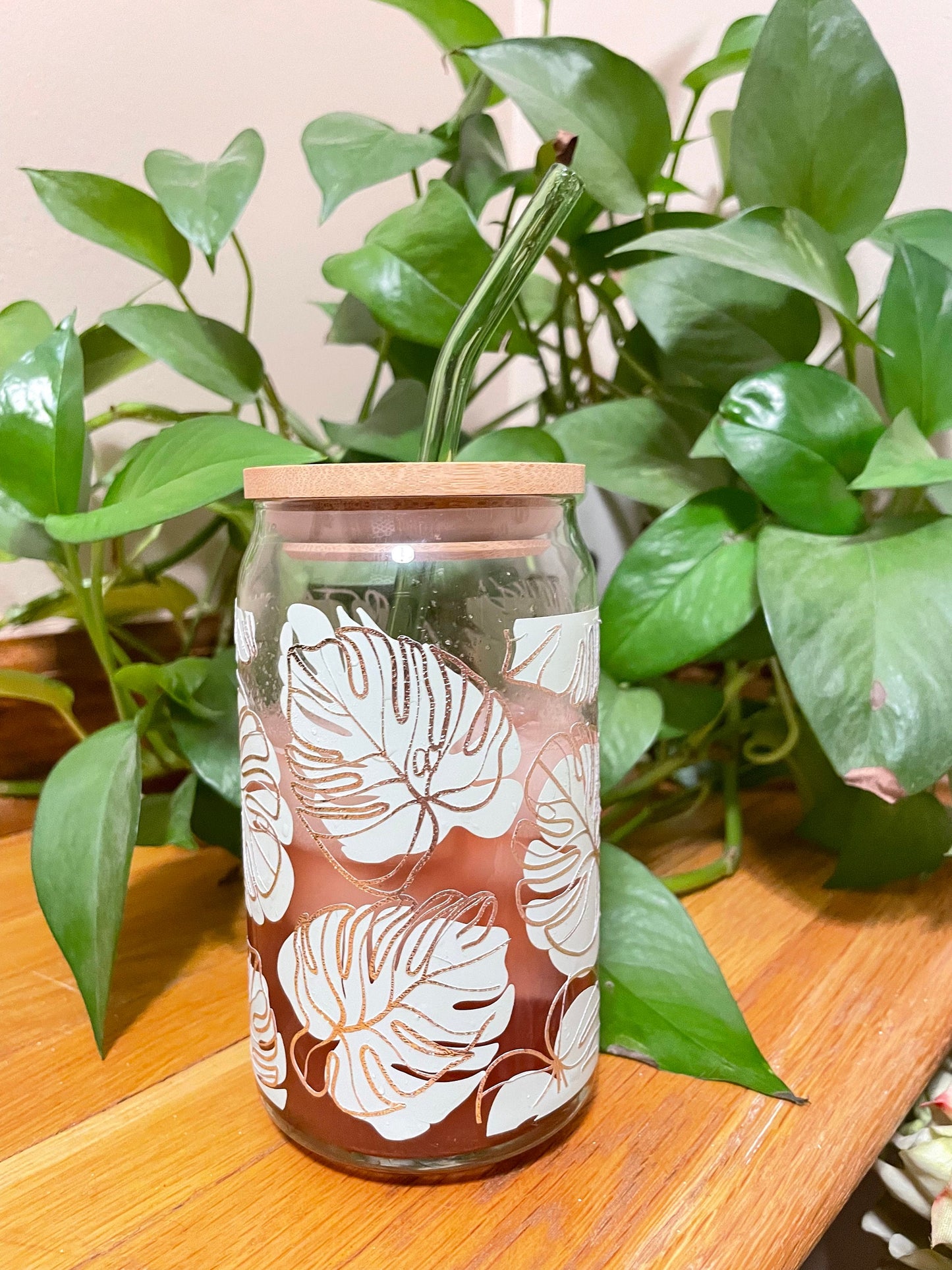 Monstera Leaf Glass cup