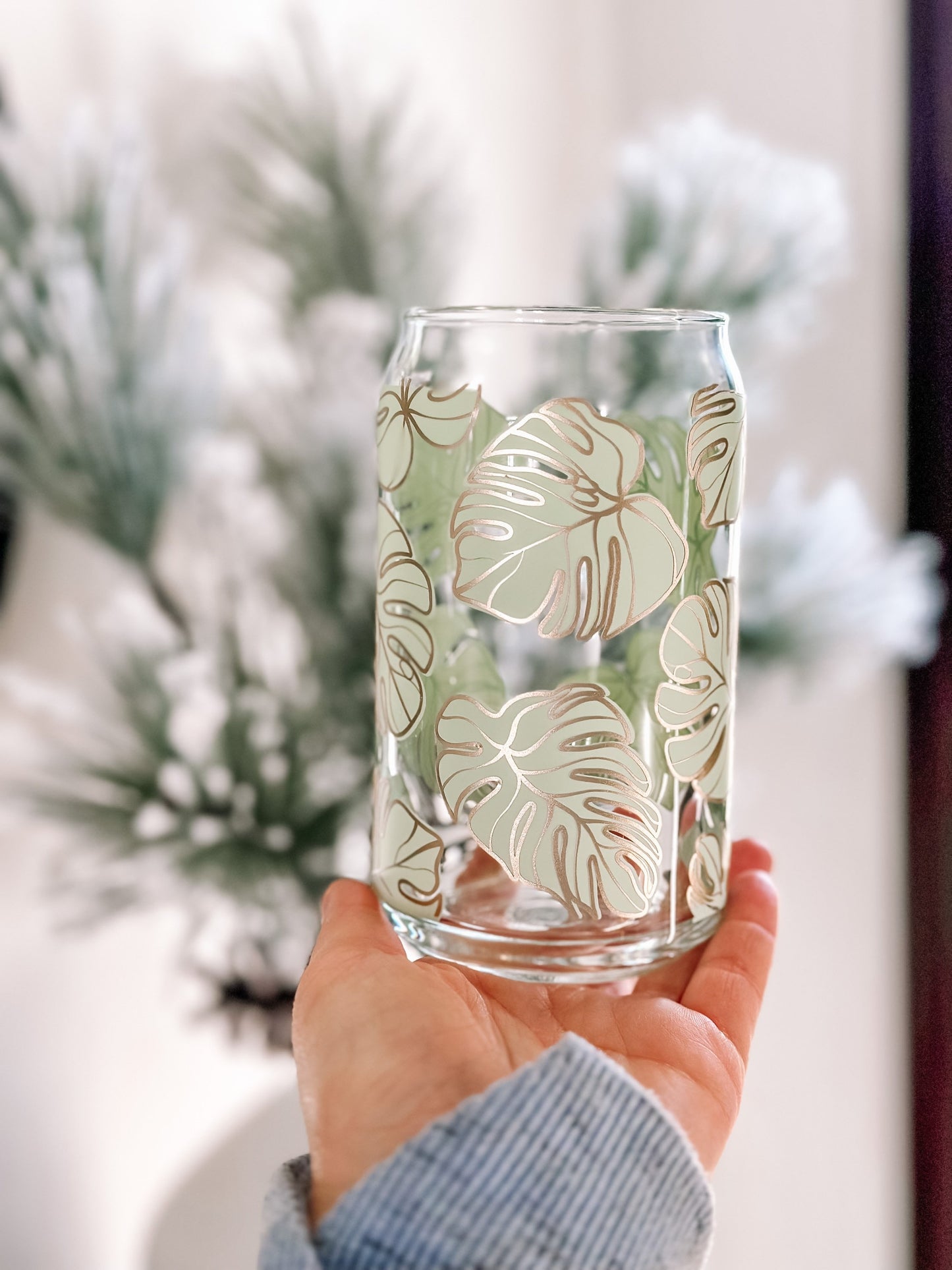 Monstera Leaf Glass cup