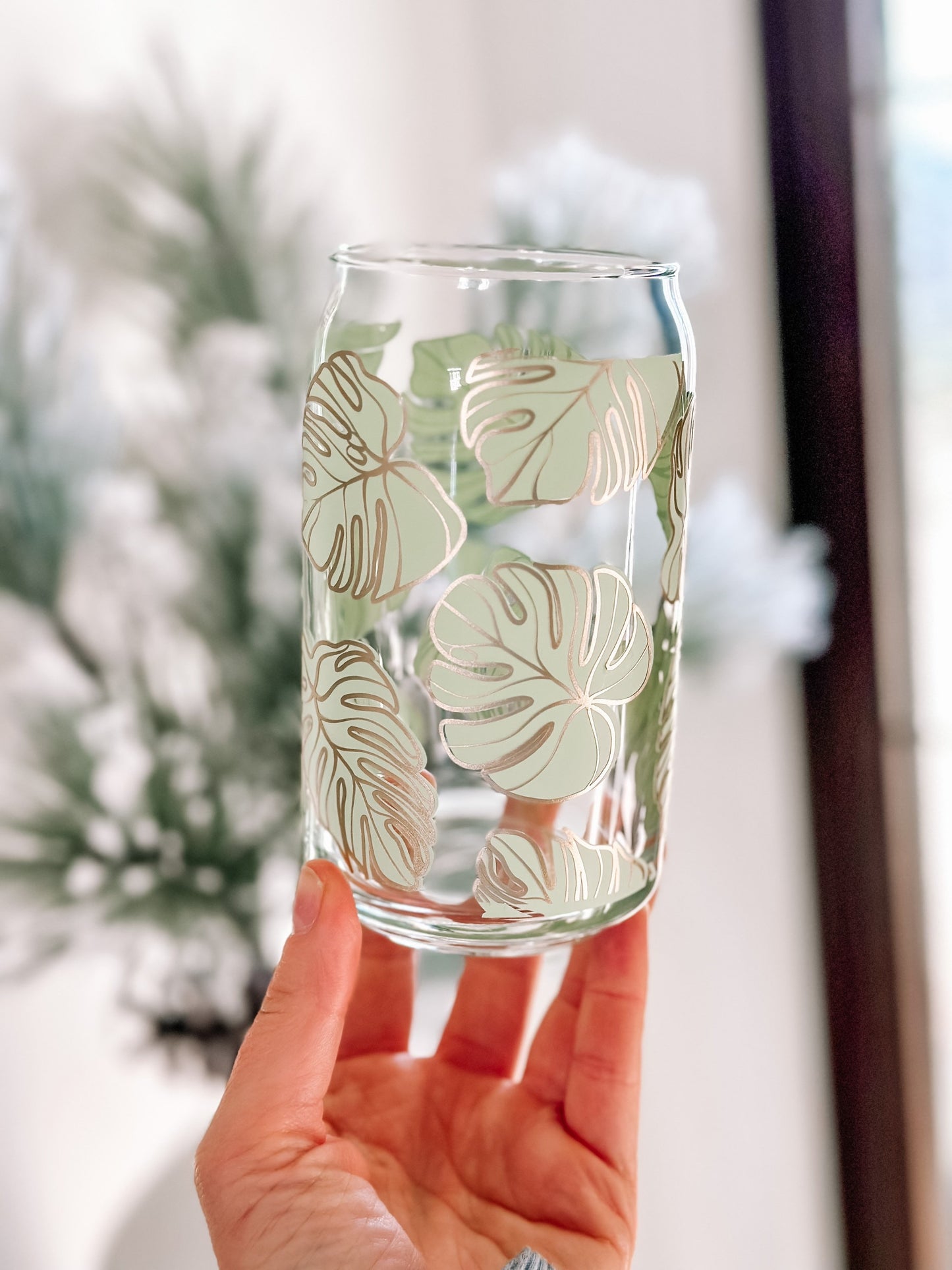 Monstera Leaf Glass cup