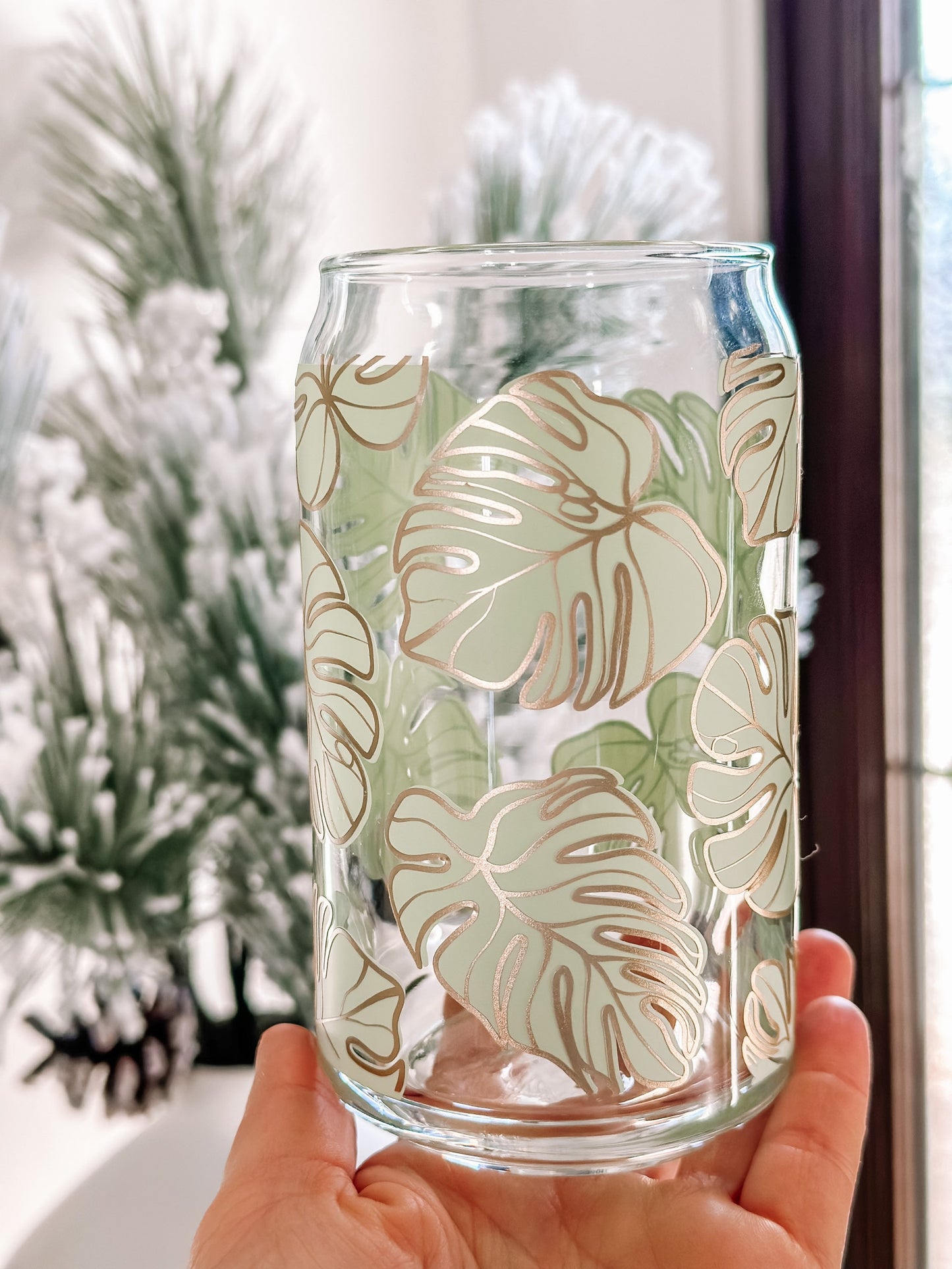Monstera Leaf Glass cup