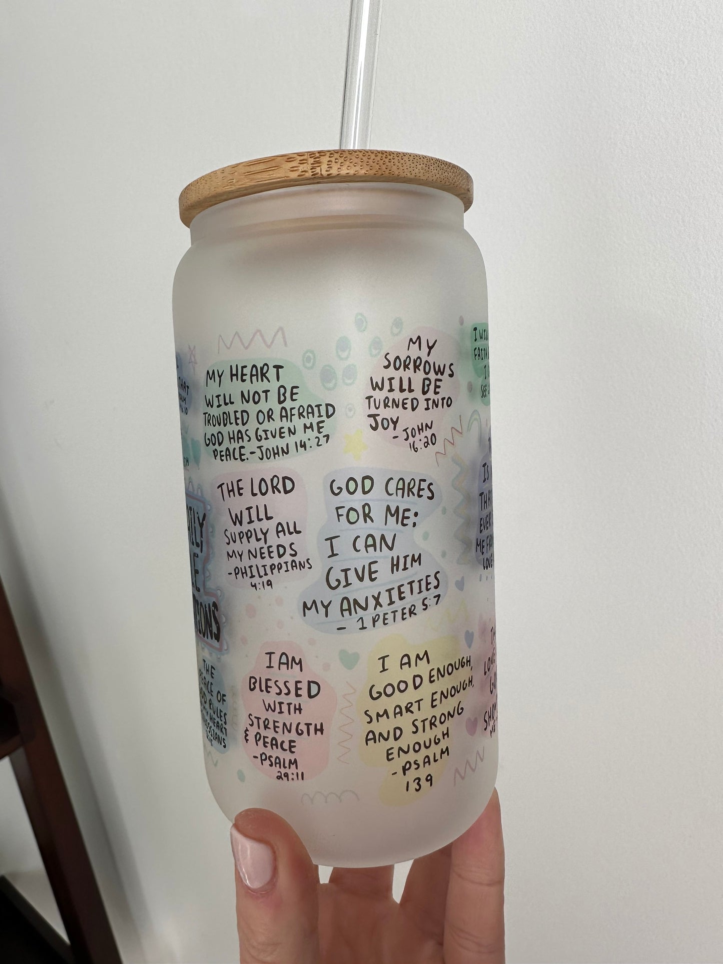 BIBLE AFFIRMATIONS GLASS CUP