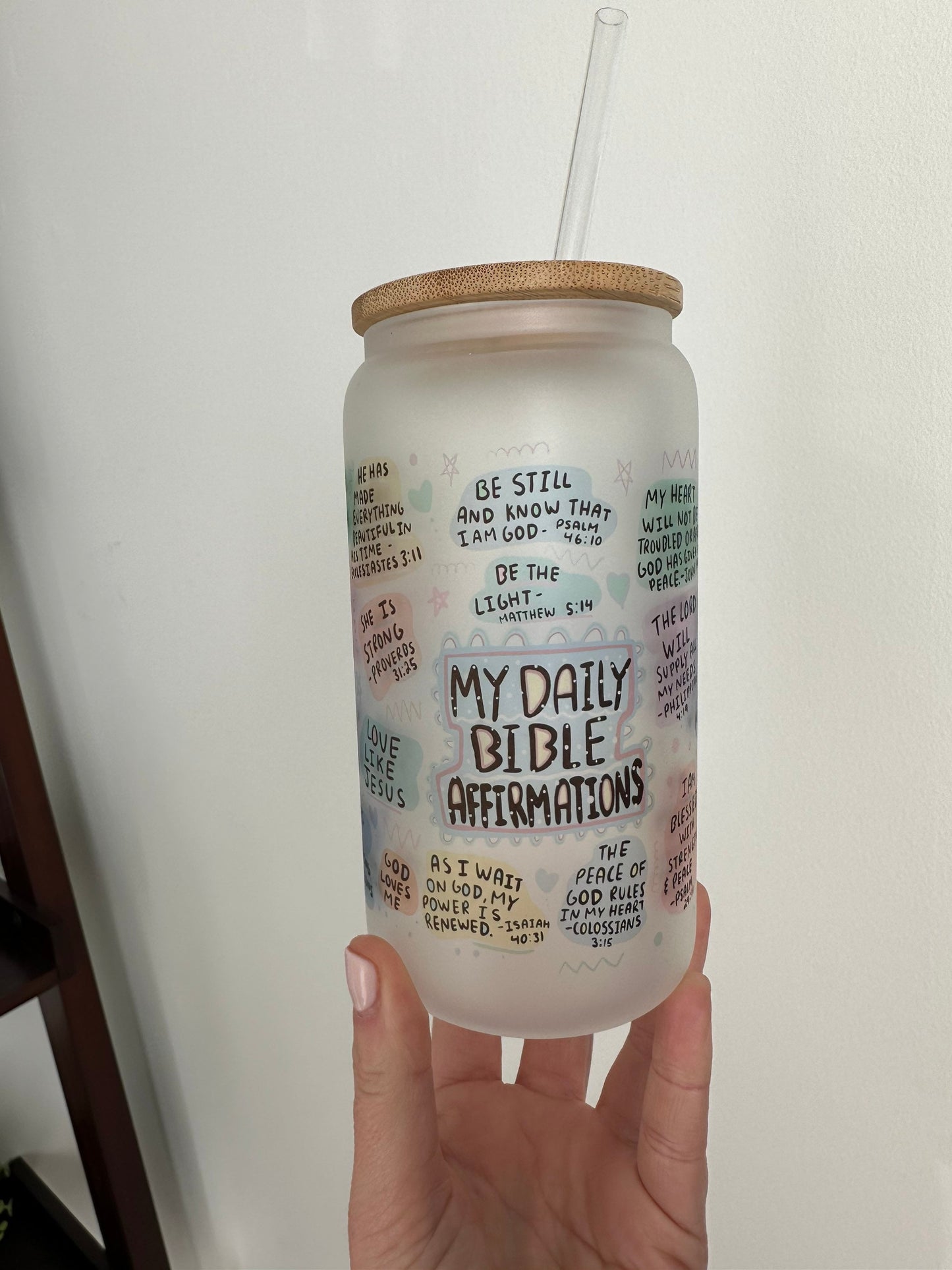 BIBLE AFFIRMATIONS GLASS CUP