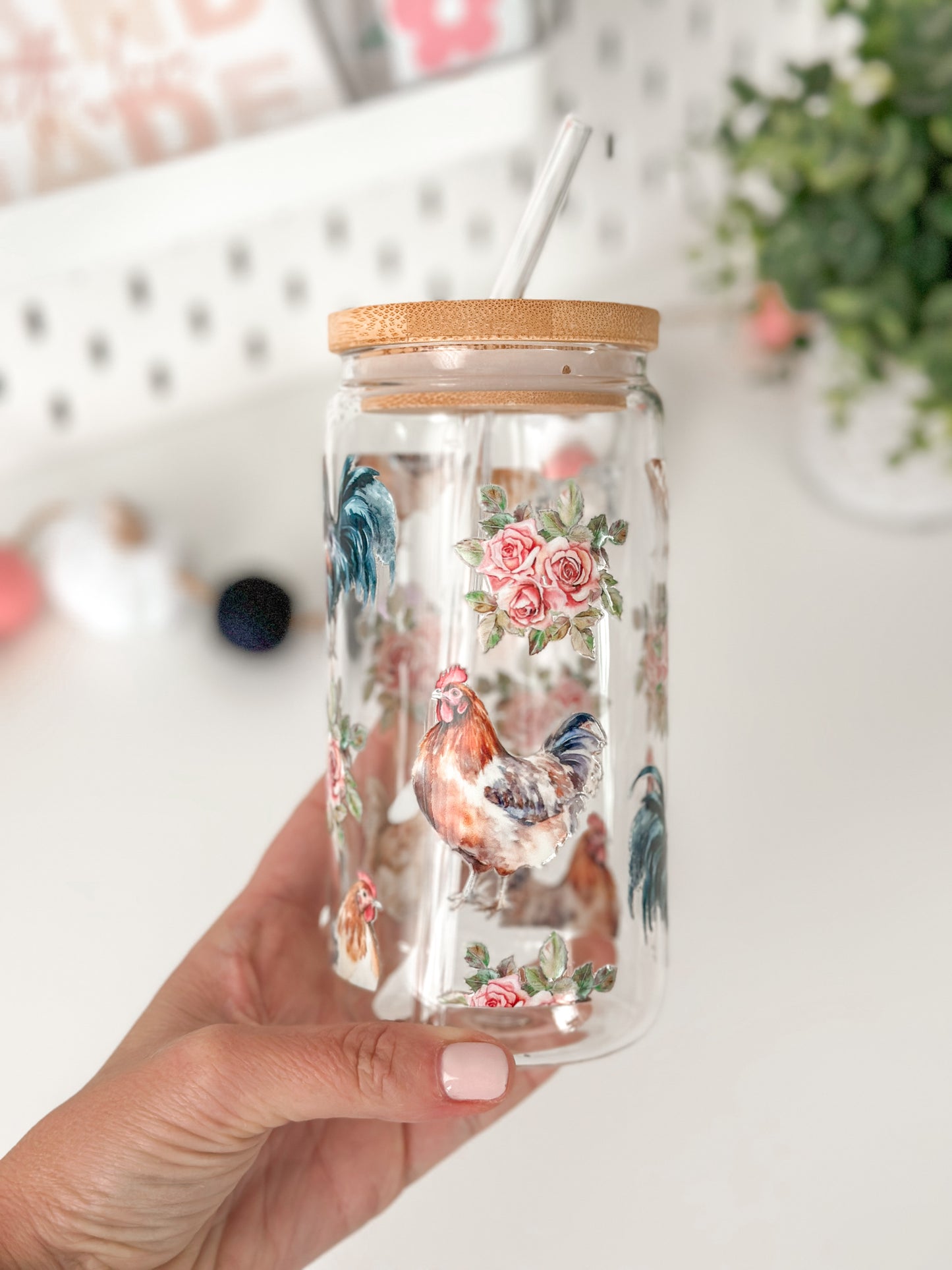 Rooster Glass Cup