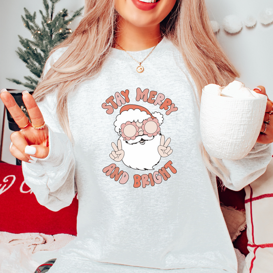 Stay Merry and Bright retro Santa Sweatshirt