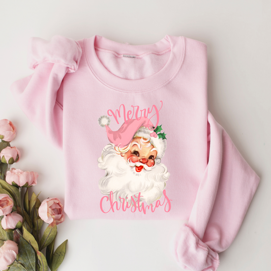 Pink Vintage  Santa Sweatshirt