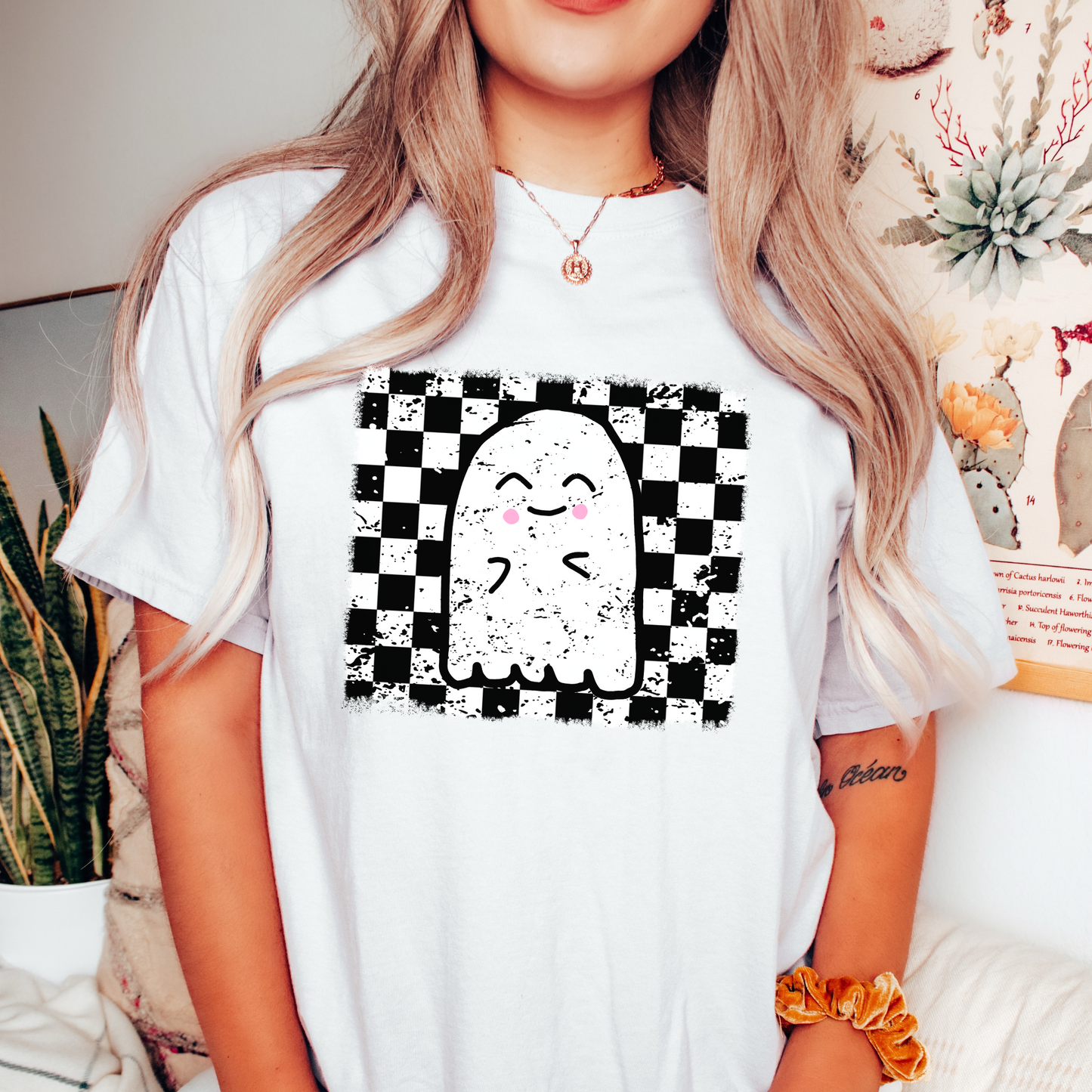 Checkered Ghost Tee Comfort Colors