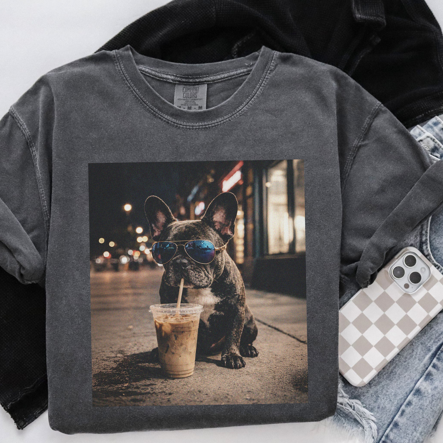 French Bulldog Iced Coffee Tshirt