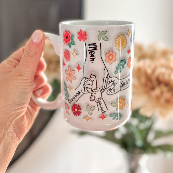 Personalized holding Moms Hand Mug