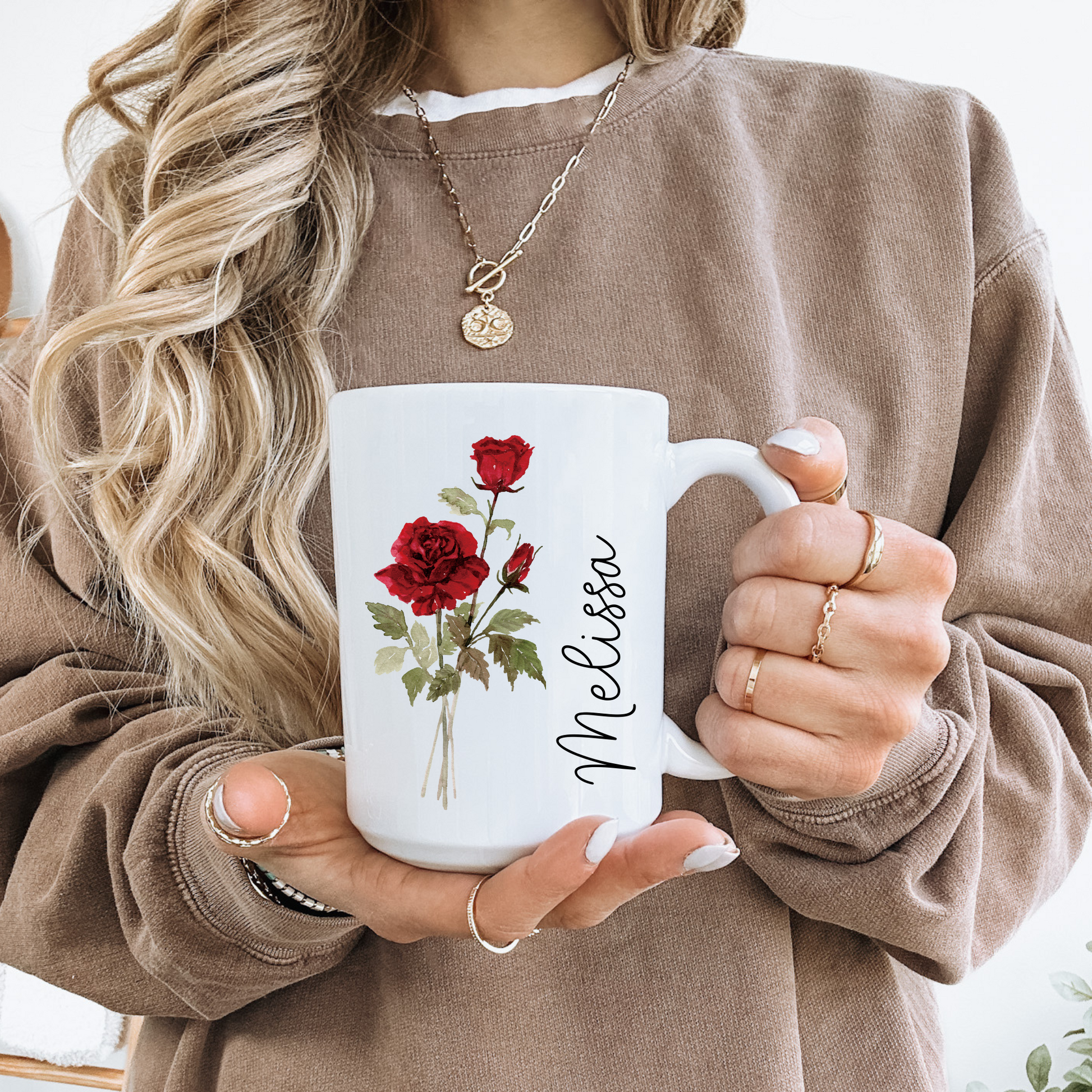 Personalized Floral Coffee Mug