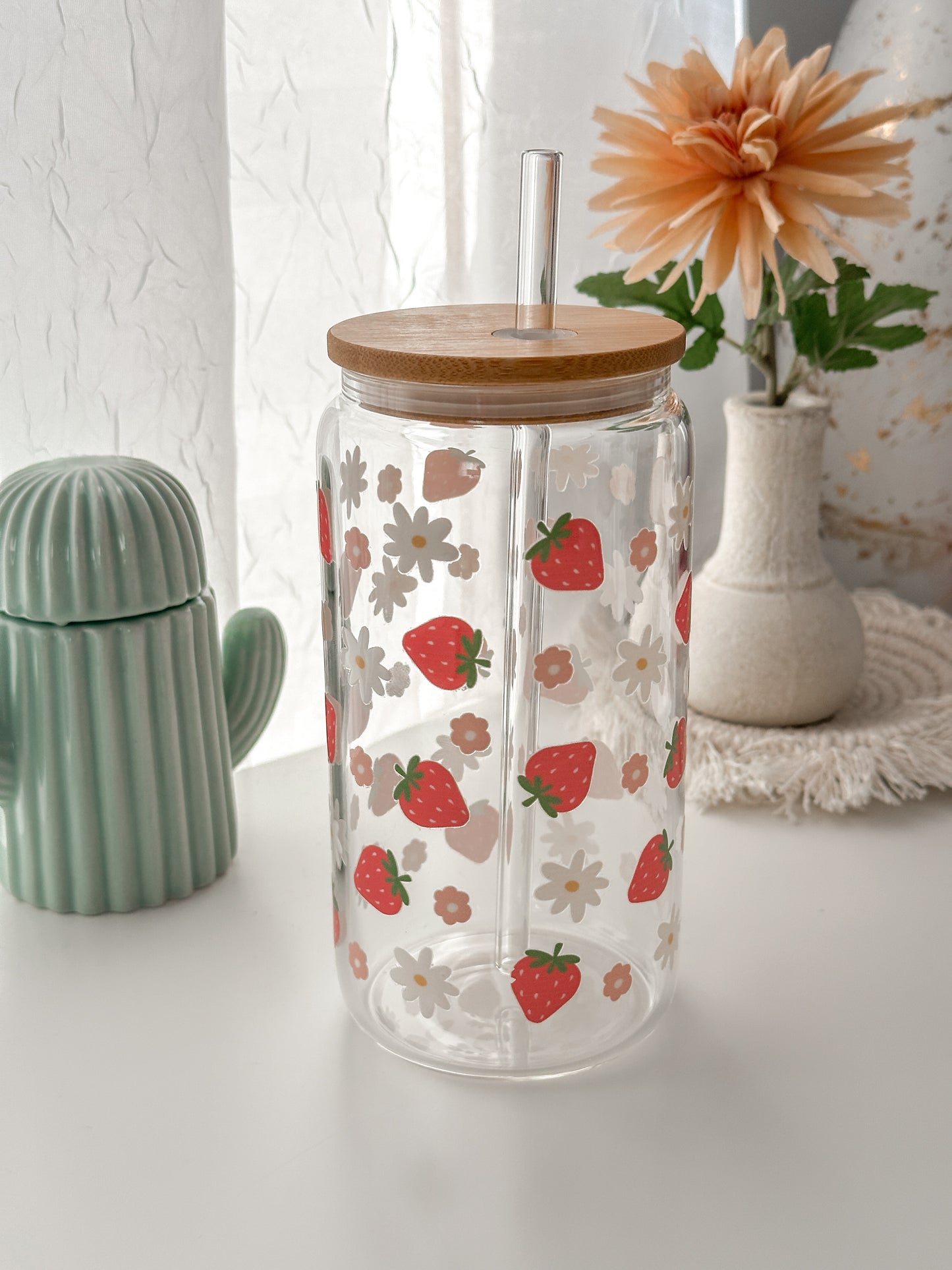 Strawberry and Flowers Tumbler