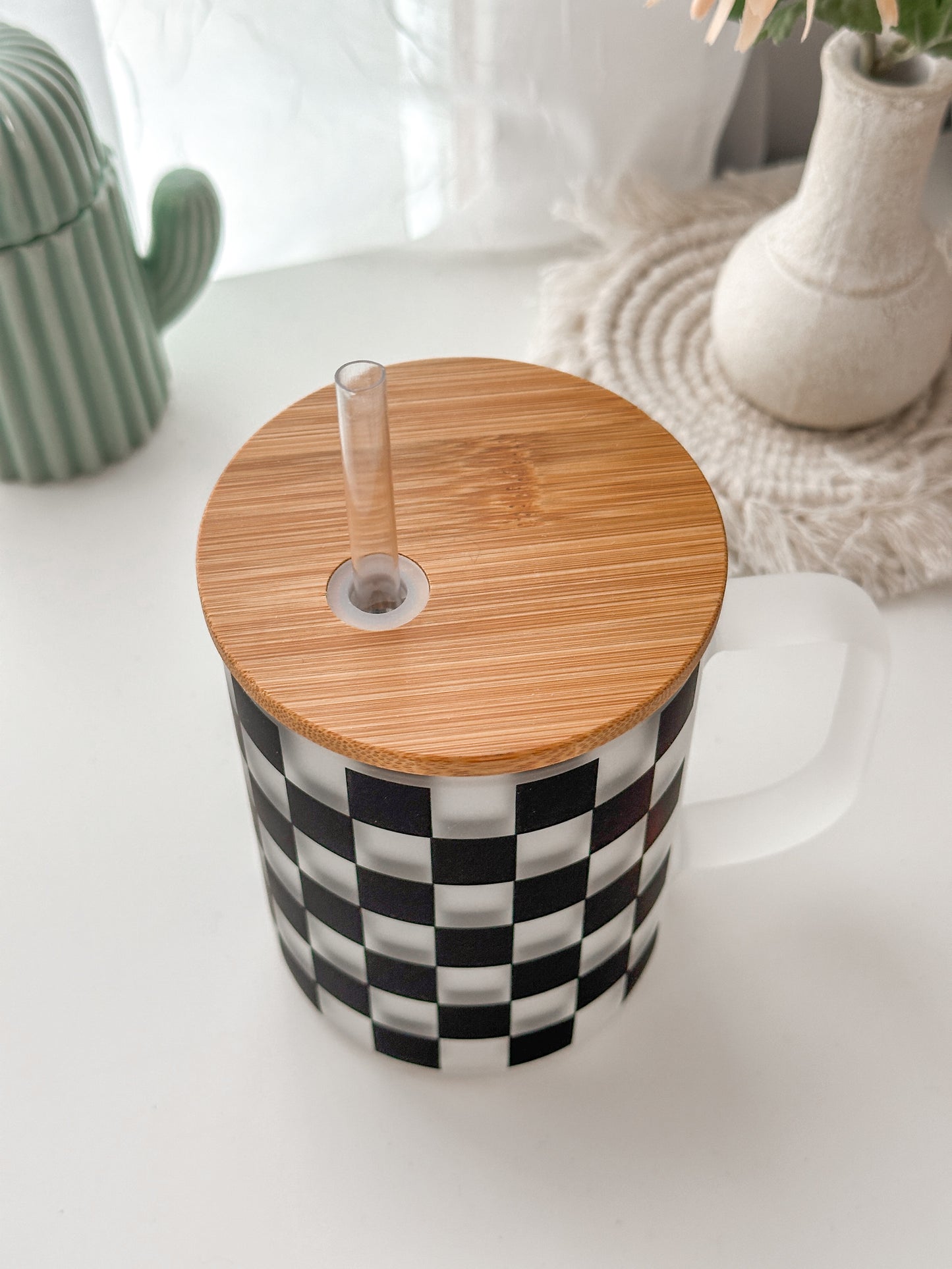 Checkered Glass Mug