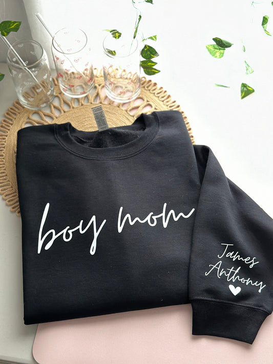 Boy Mom Sweatshirt with Custom Children's Names