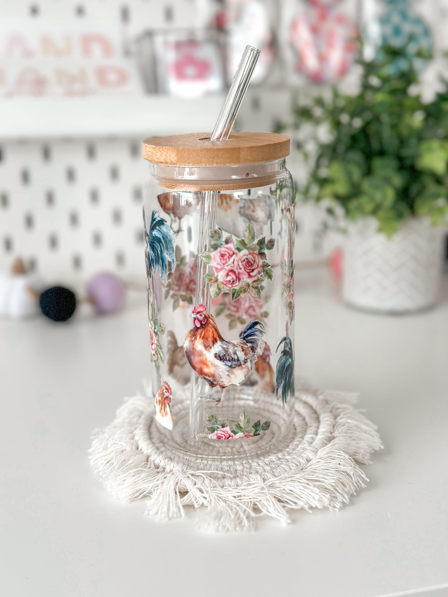 Rooster Glass Cup