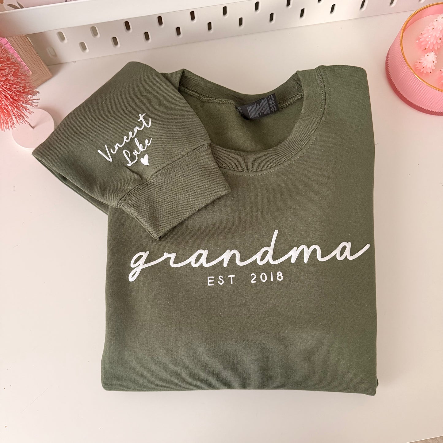 Grandma Sweatshirt with Names on Sleeves