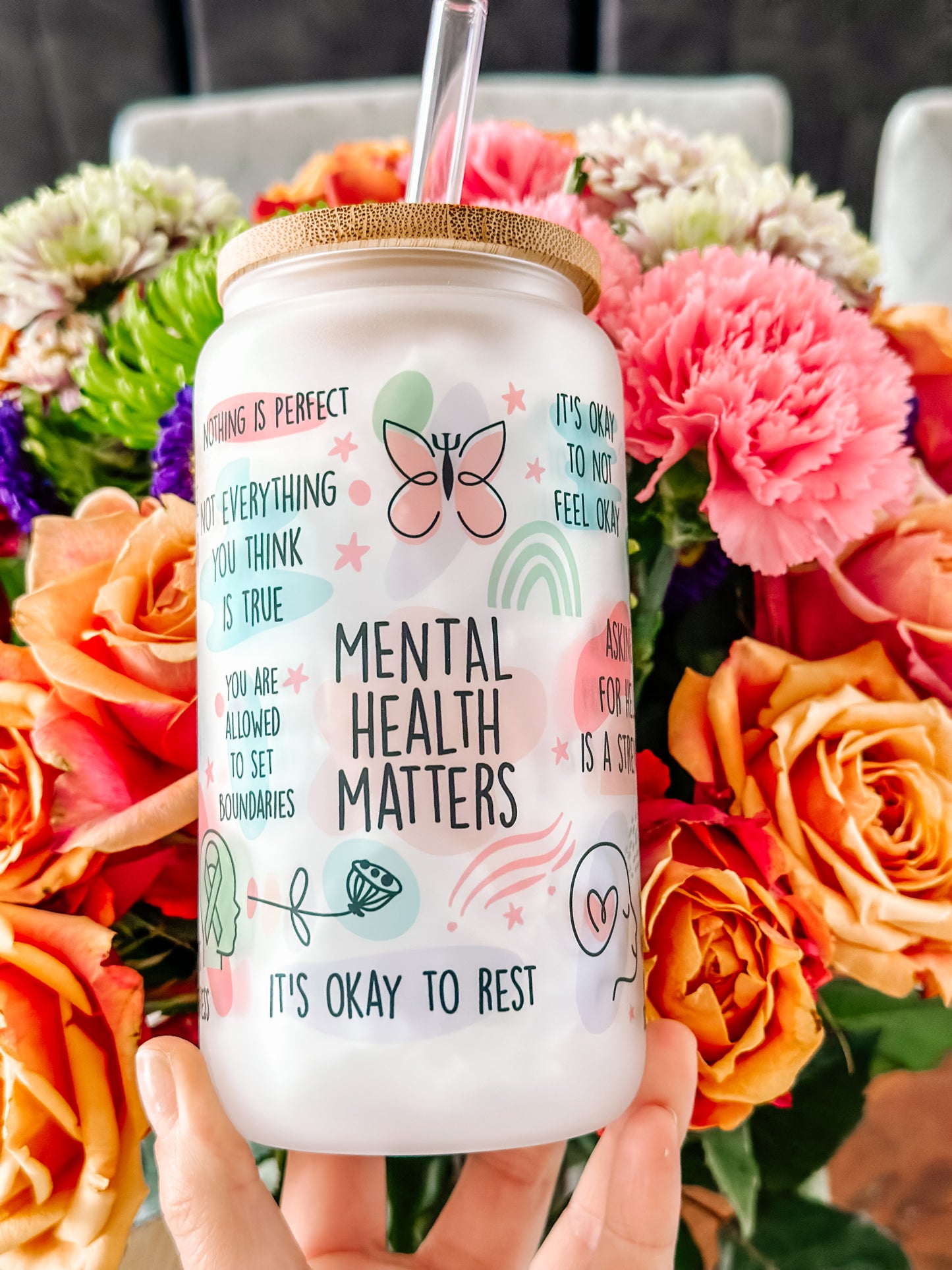 Mental Health matters Glass Tumbler