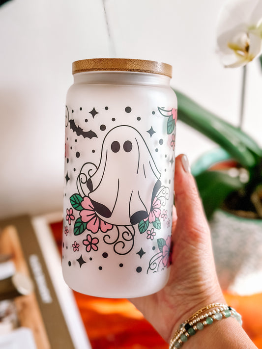 Floral Ghost Glass Tumbler