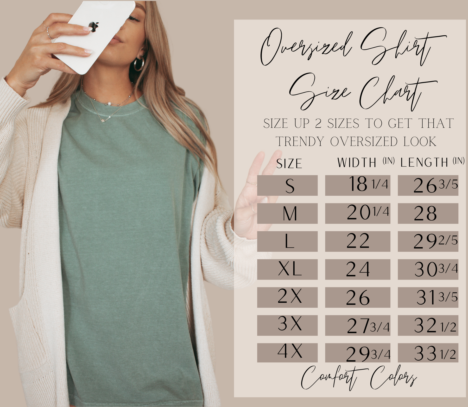 Comfort  Colors Size chart